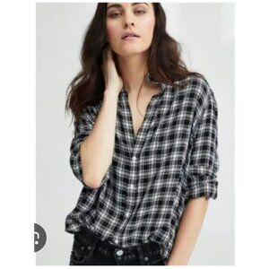Frank & Eileen Eileen Shirt Womens Small Black Plaid Button Up Long Sleeve Top